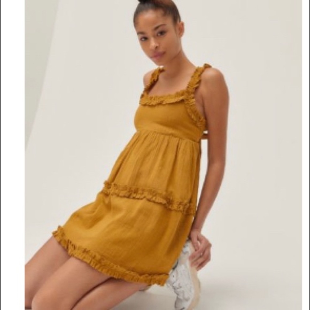 UO linen ruffle dress.